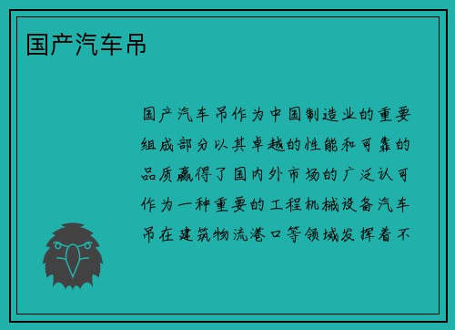 国产汽车吊